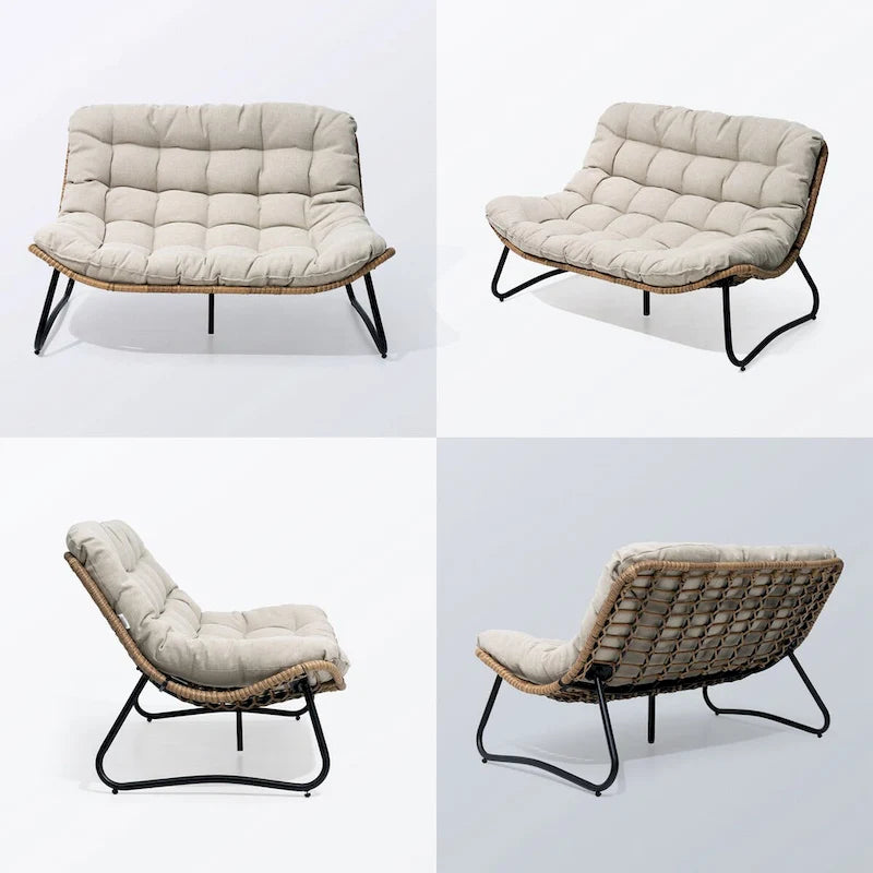 VredHom Double Papasan fauteuil deux places avec coussin pour l'intérieur et l'extérieur