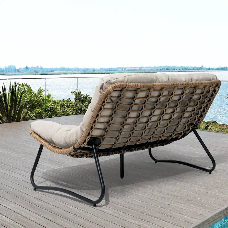 VredHom Double Papasan fauteuil deux places avec coussin pour l'intérieur et l'extérieur