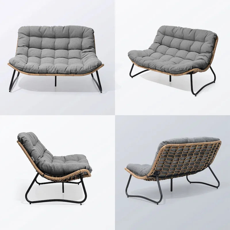 VredHom Double Papasan fauteuil deux places avec coussin pour l'intérieur et l'extérieur