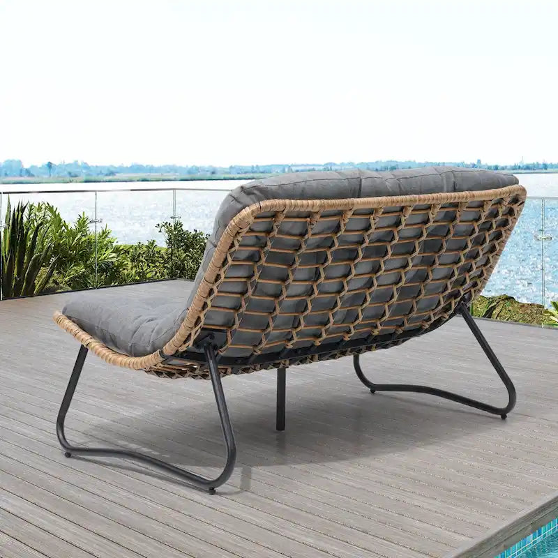 VredHom Double Papasan fauteuil deux places avec coussin pour l'intérieur et l'extérieur
