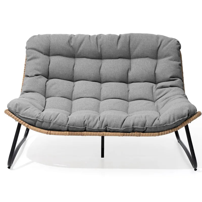 VredHom Double Papasan fauteuil deux places avec coussin pour l'intérieur et l'extérieur
