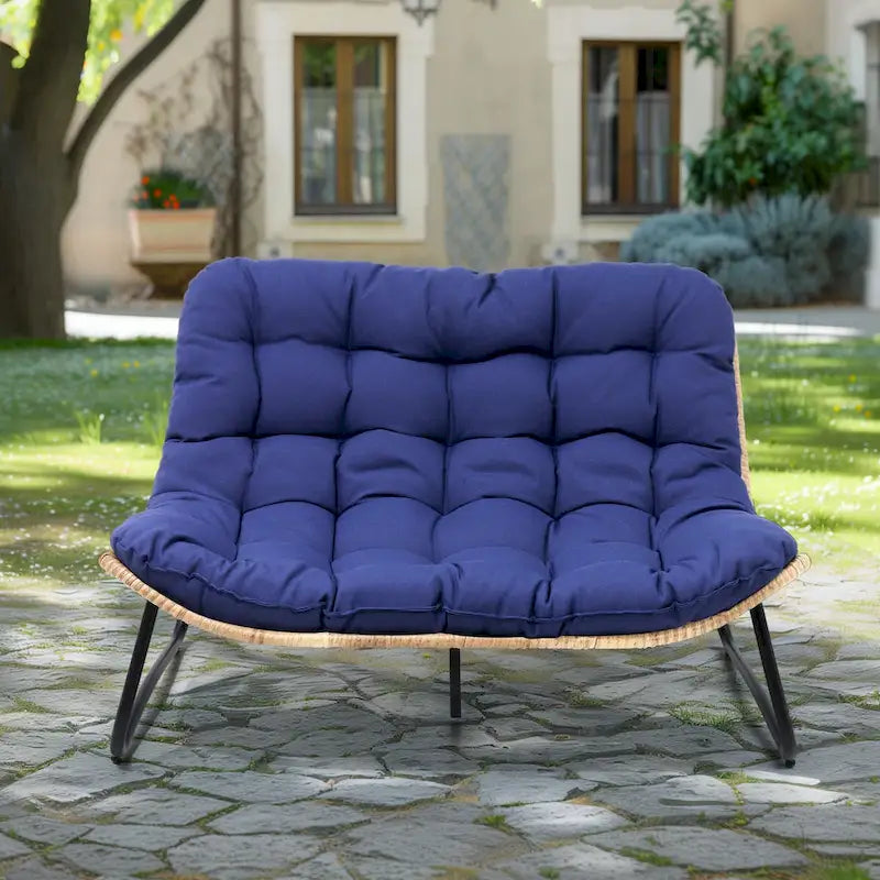 VredHom Double Papasan fauteuil deux places avec coussin pour l'intérieur et l'extérieur