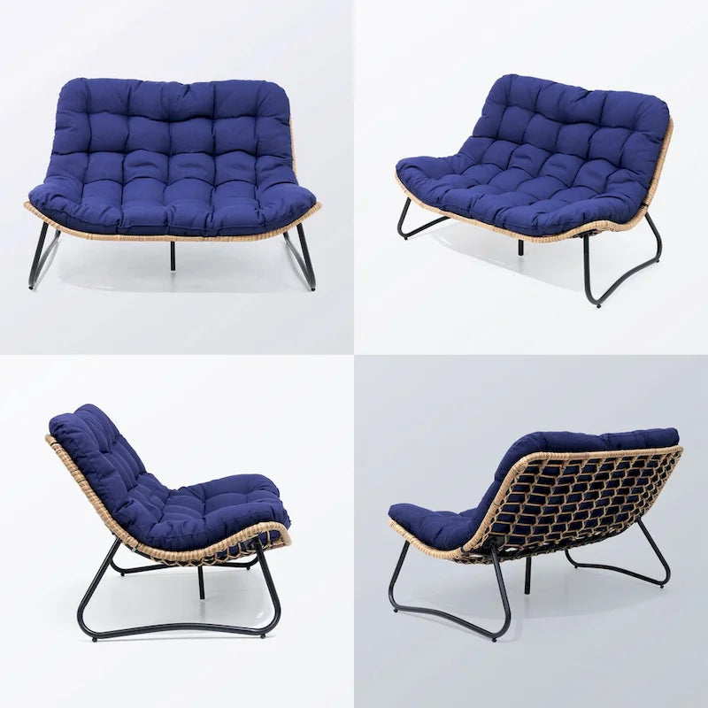 VredHom Double Papasan fauteuil deux places avec coussin pour l'intérieur et l'extérieur