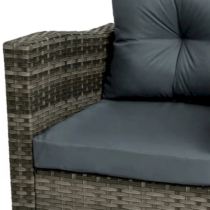 Ensemble de conversation d'extérieur 3 pièces en rotin avec chaises pivotantes et coussins