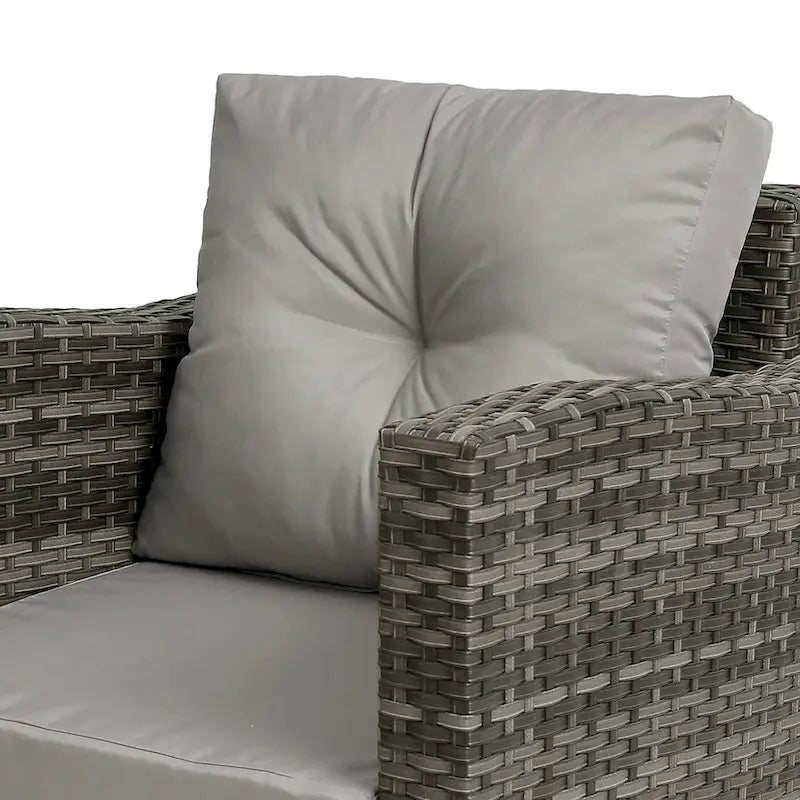 Ensemble de conversation d'extérieur 3 pièces en rotin avec chaises pivotantes et coussins