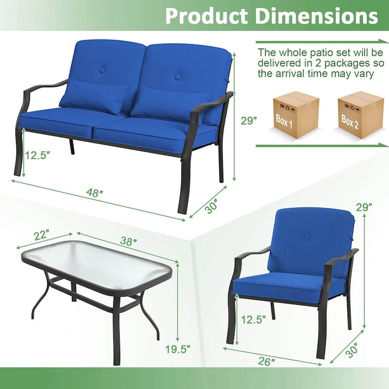 Ensemble de mobilier de patio extérieur 2 pièces : chaise et table basse avec coussin