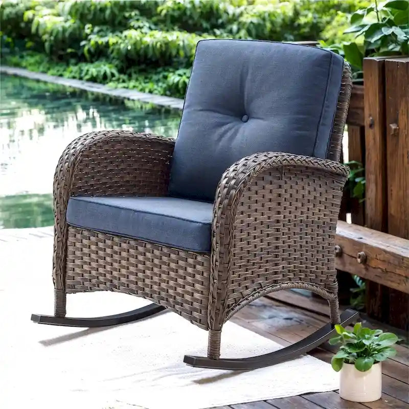 Fauteuil à bascule d'extérieur pour patio et véranda - Marron