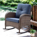 Fauteuil à bascule d'extérieur pour patio et véranda - Marron