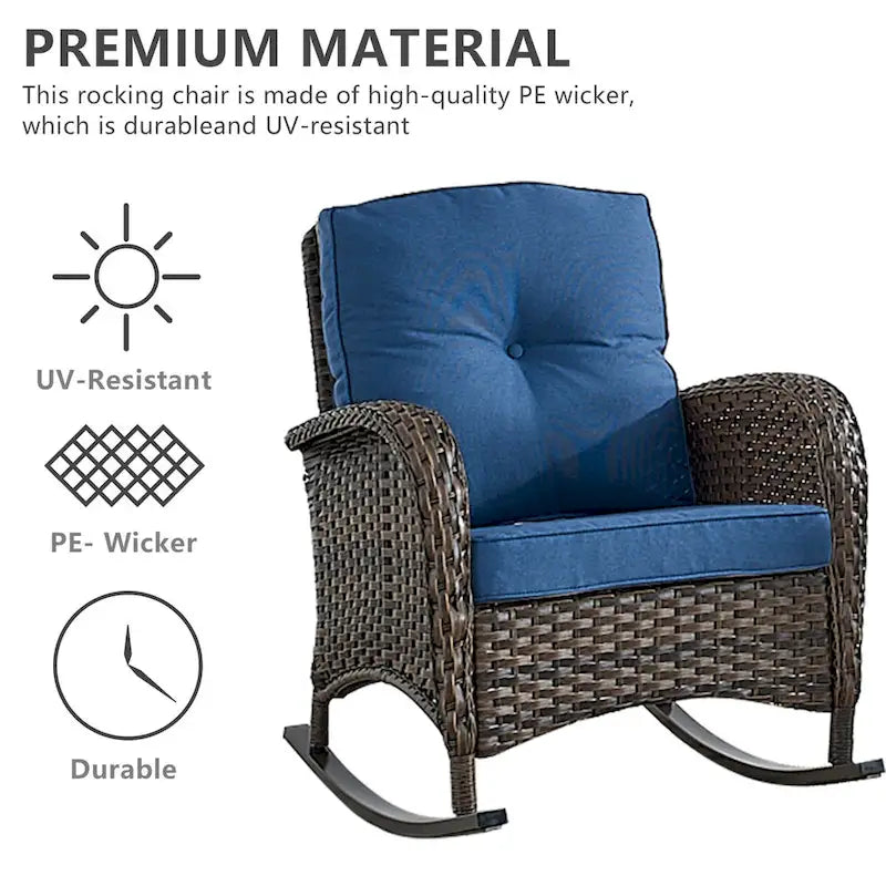 Fauteuil à bascule d'extérieur pour patio et véranda - Marron