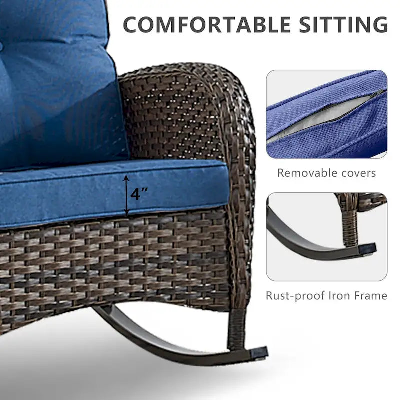 Fauteuil à bascule d'extérieur pour patio et véranda - Marron