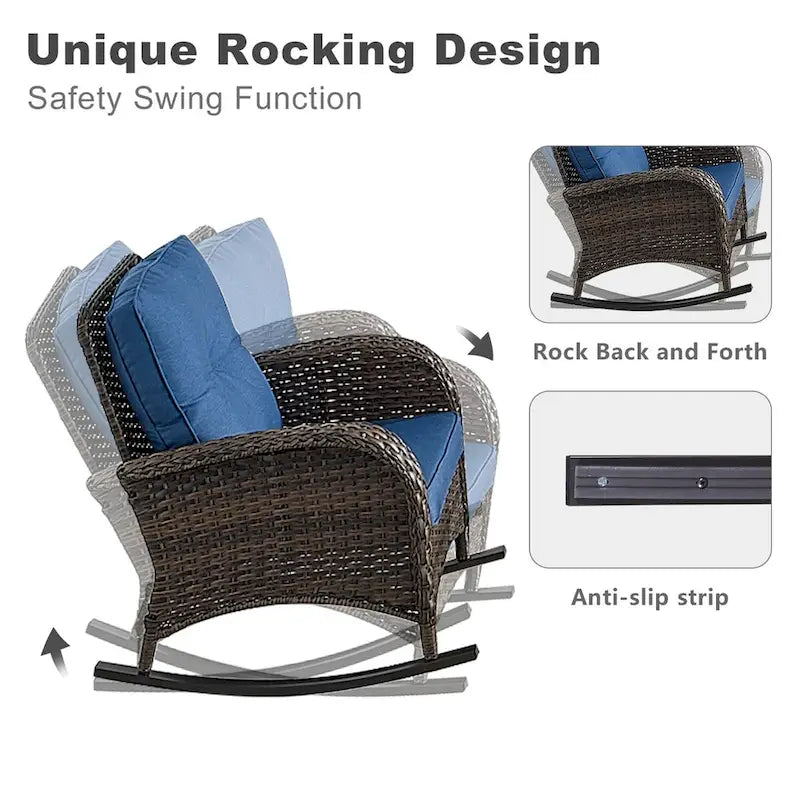 Fauteuil à bascule d'extérieur pour patio et véranda - Marron