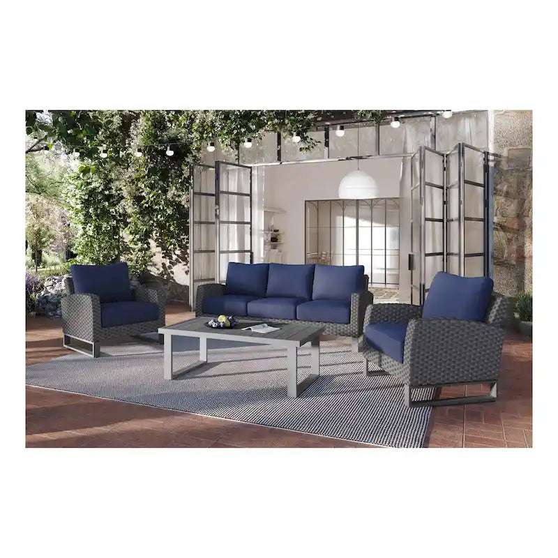 Nouvel ensemble de canapé de patio 4 pièces New Classic Furniture Fiji avec base traîneau