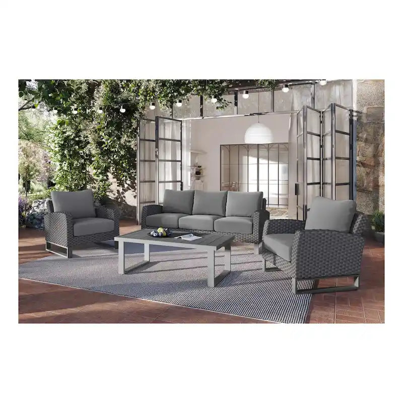 Nouvel ensemble de canapé de patio 4 pièces New Classic Furniture Fiji avec base traîneau