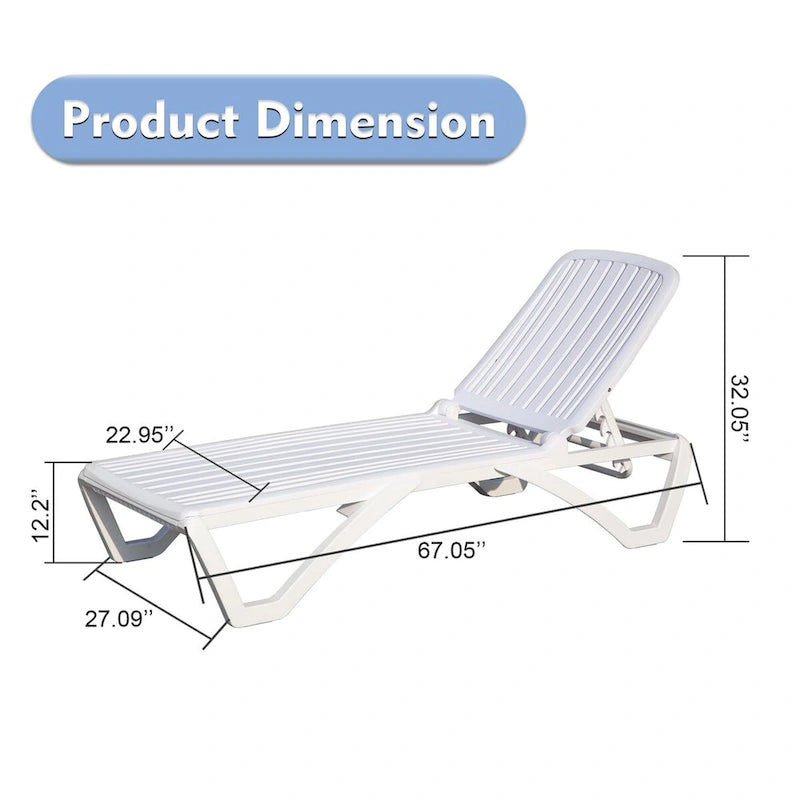 Chaise longue d'extérieur, chaise longue de piscine en plastique réglable, transat de piscine, chaise longue de bronzage pour piscine
