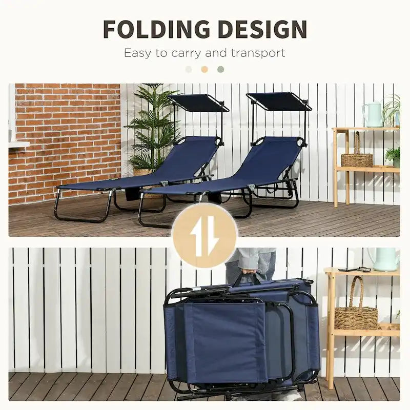 Chaises longues pliantes Outsunny, chaises de piscine, 2 pièces