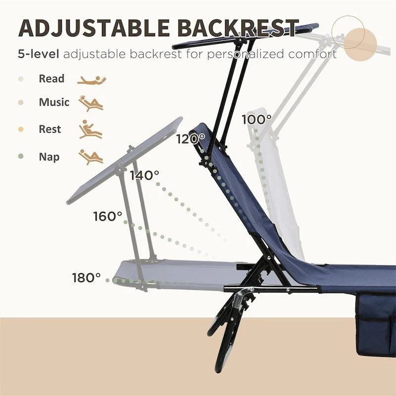 Chaises longues pliantes Outsunny, chaises de piscine, 2 pièces