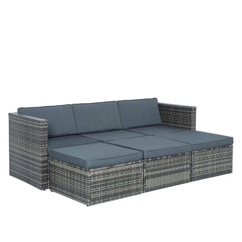 Ensemble de 5 meubles en osier, mobilier de terrasse, meubles en osier PE saisonniers