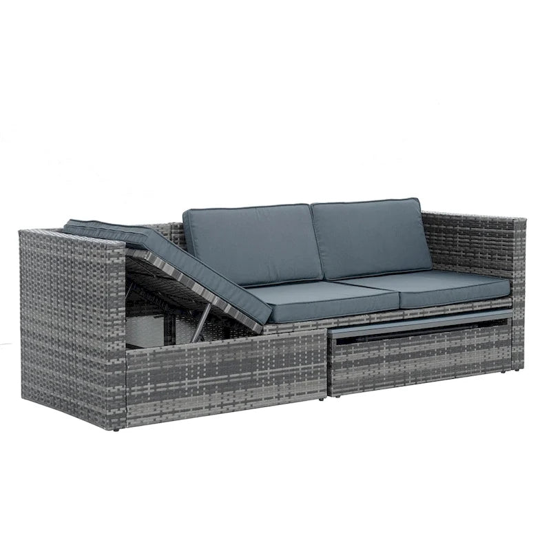 Ensemble de 5 meubles en osier, mobilier de terrasse, meubles en osier PE saisonniers