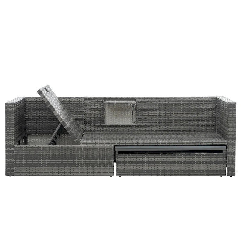 Ensemble de 5 meubles en osier, mobilier de terrasse, meubles en osier PE saisonniers