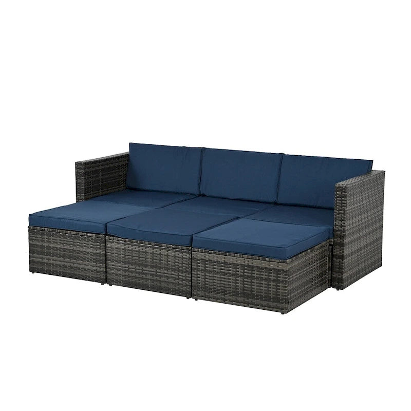 Ensemble de 5 meubles en osier, mobilier de terrasse, meubles en osier PE saisonniers