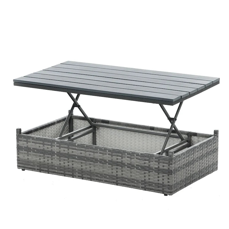 Ensemble de 5 meubles en osier, mobilier de terrasse, meubles en osier PE saisonniers
