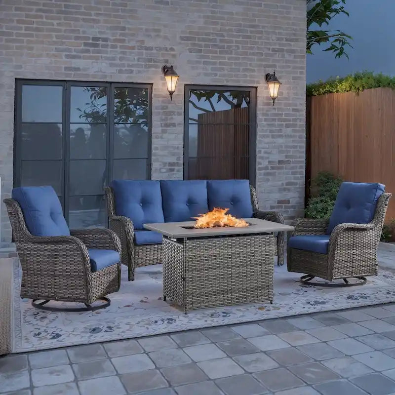 Chaises de canapé de jardin avec table de foyer - Gris