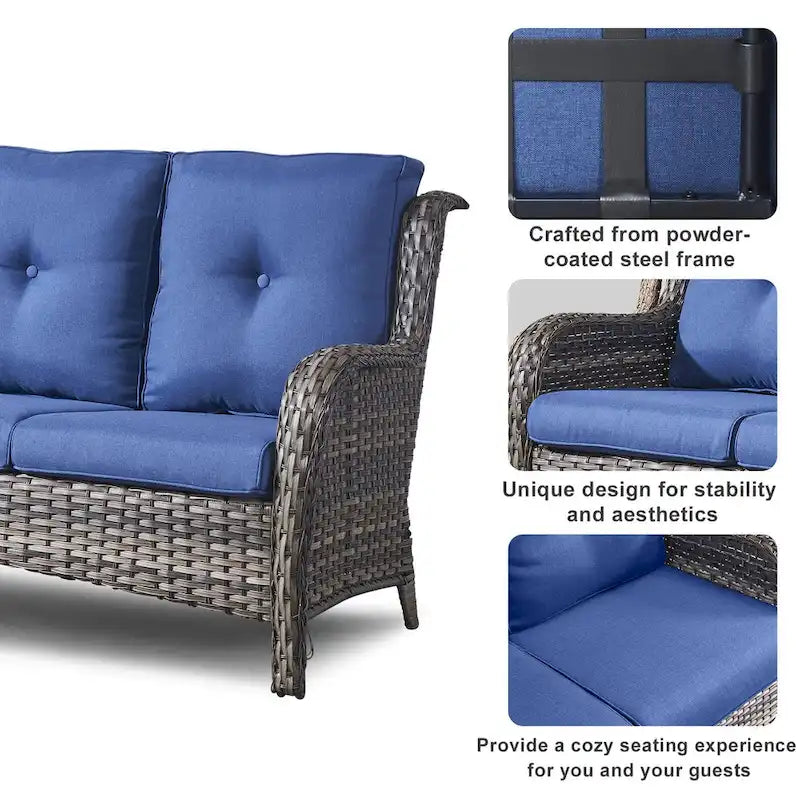 Chaises de canapé de jardin avec table de foyer - Gris