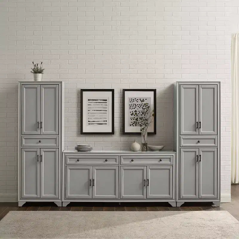 Ensemble buffet et garde-manger 3 pièces Tara aspect vieilli - Crosley