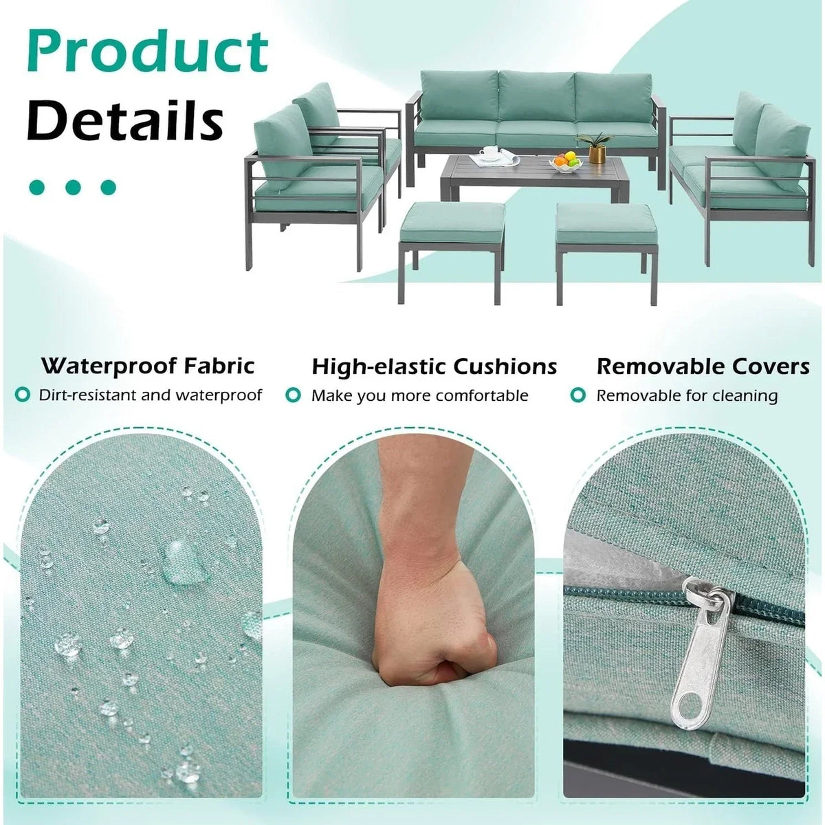 AECOJOY Ensemble de 7 Meubles de Jardin en Aluminium pour Extérieur