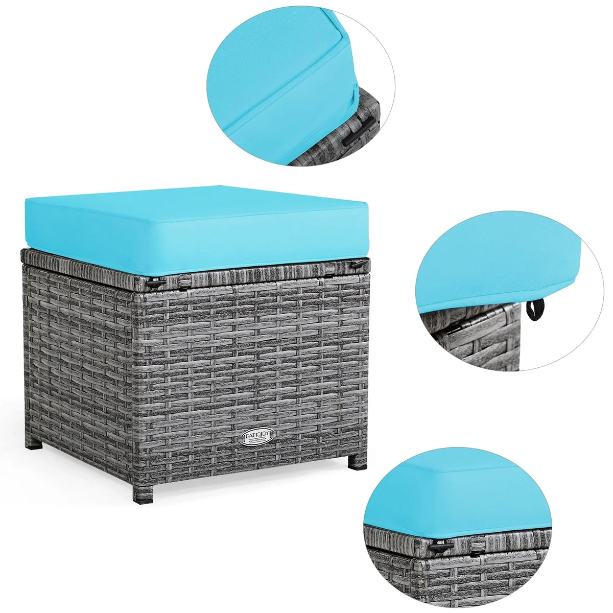 Ensemble de salle à manger Costway 7 pièces en rotin pour terrasse, canapé sectionnel et pouf - Voir détails