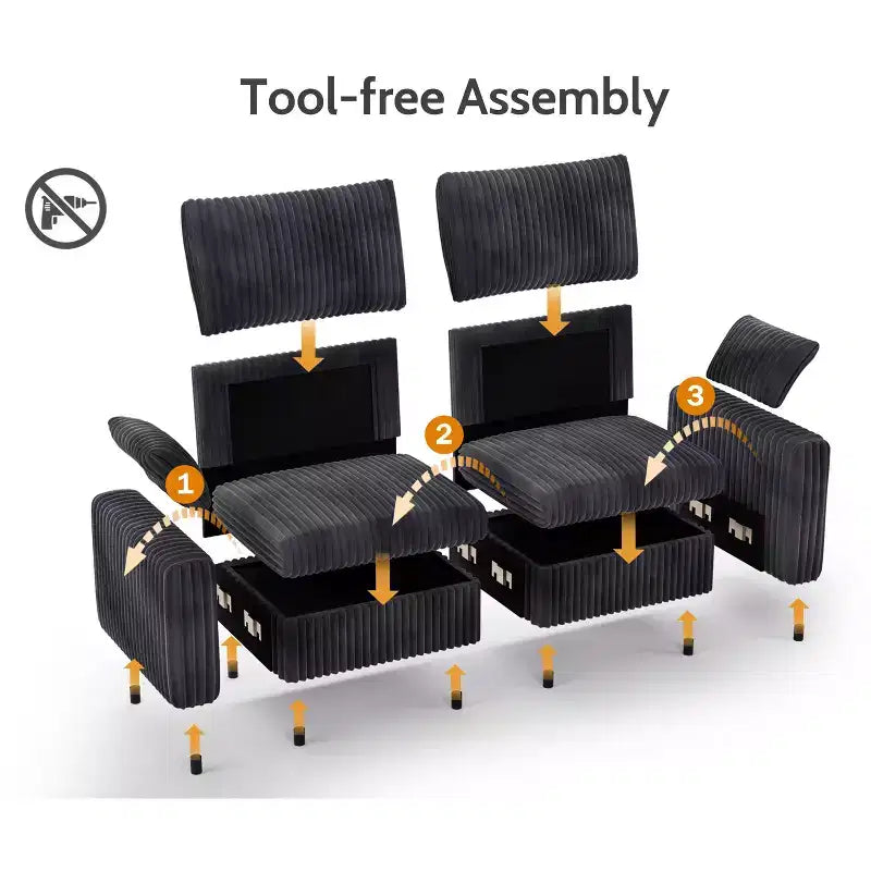 Canapé d'angle modulaire en velours côtelé Dyonery avec housses lavables