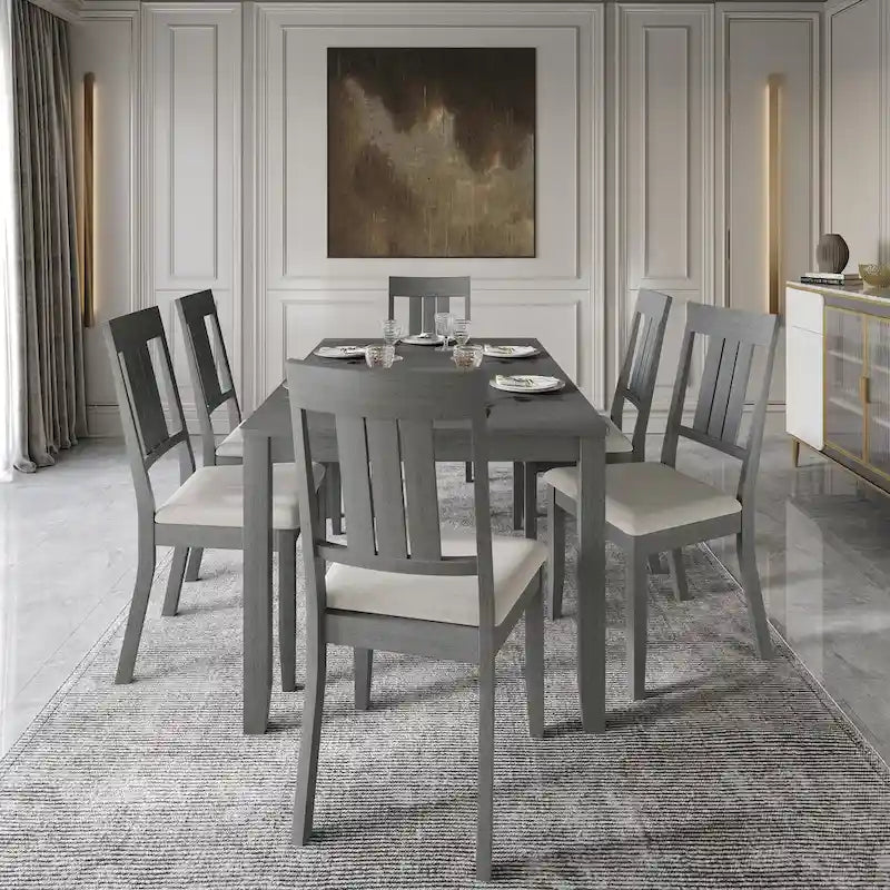 Ensemble de salle à manger classique 7 pièces en bois CraftPorch