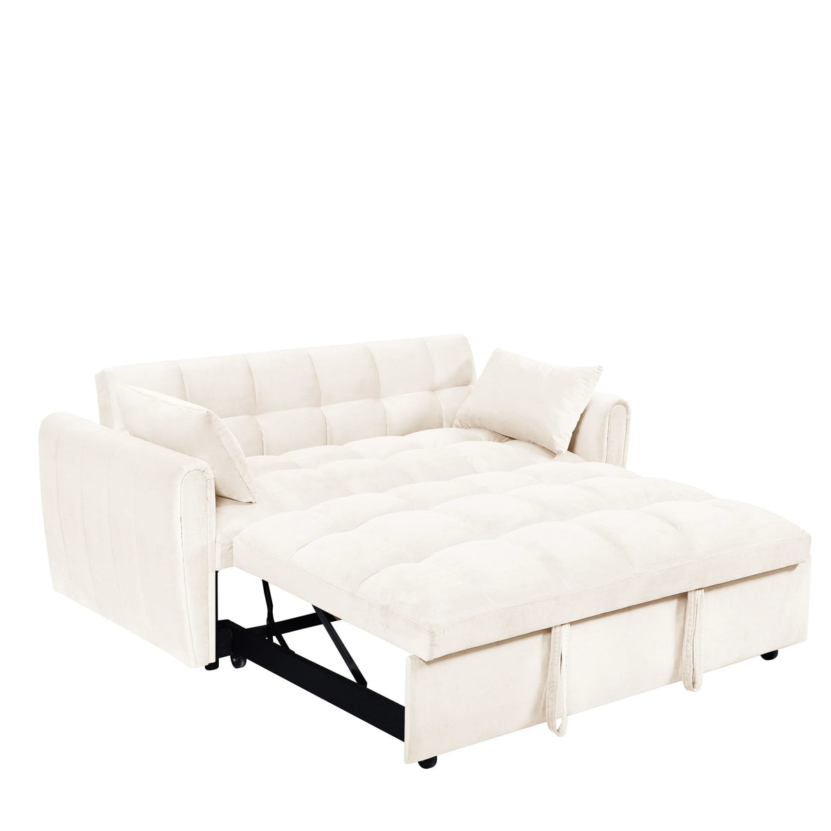 64,96 Canapé-lit convertible 3-en-1 en velours avec dossier réglable, poche de rangement et capacité de poids de 227 kg