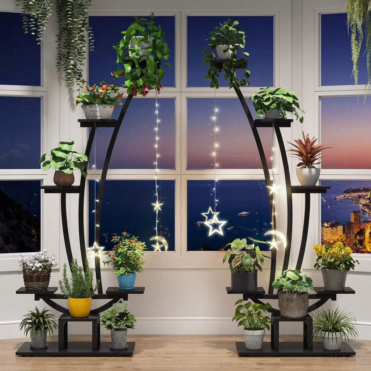 Étagère à plantes d'intérieur, porte-fleurs à 6 niveaux pour jardin - Lot de 2